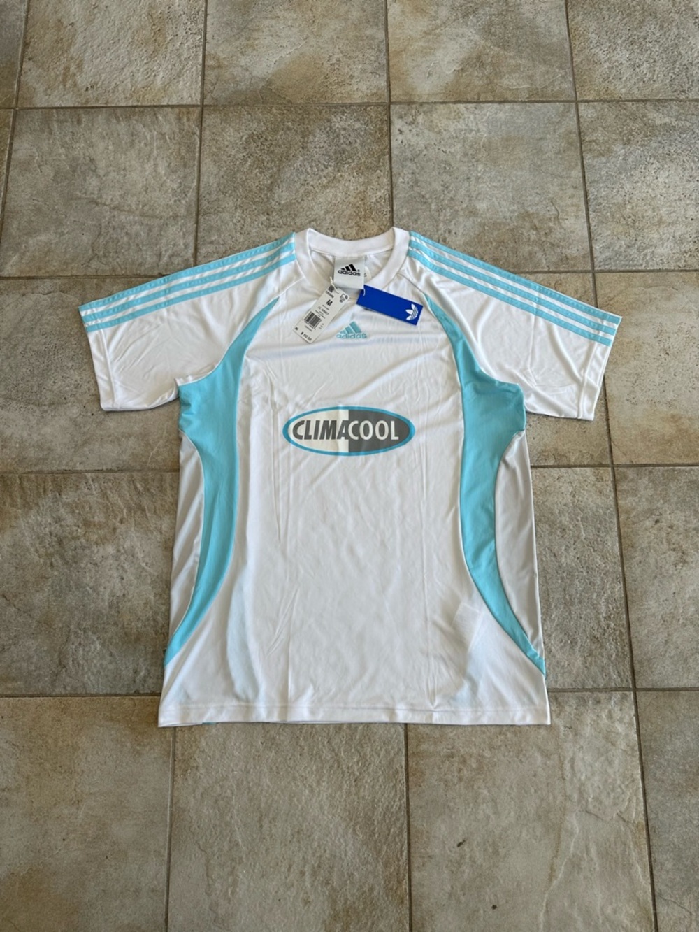 Sold! adidas White and Light Blue Men’s Climacool Swim Rash Guard